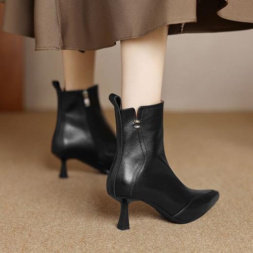 【预售5天】法式显瘦靴女新款秋冬季尖头细跟小跟短靴SLLK&sl-7858 商品图4