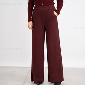 YBY 3910C49时髦羊毛呢阔腿裤裙厚款宽松大脚裙裤靴裤