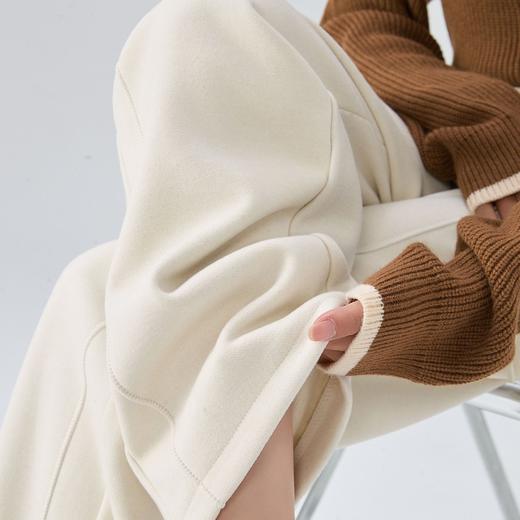 【羊毛蚕丝阔腿裤】冬季加绒加厚高腰休闲窄版直筒阔腿长裤 商品图5