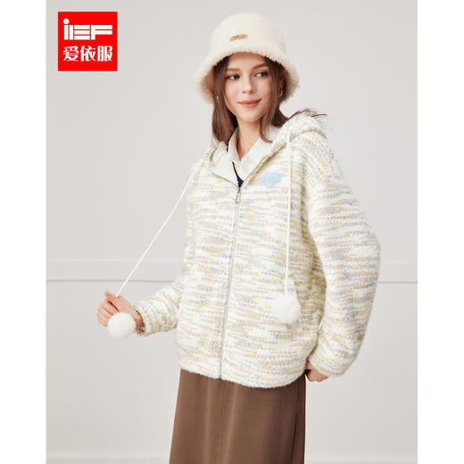 IEF/爱依服2025 冬季 美式时尚休闲运动风小众设计连帽卫衣外套B39187 商品图0