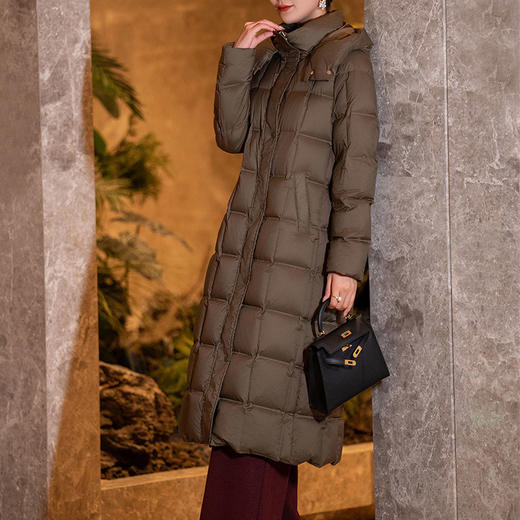 YBY 3899C33羽绒服修身收腰加厚过膝中长款棉衣 商品图3