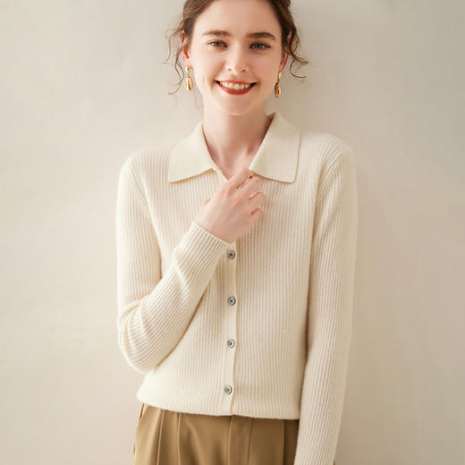 纤束马抽条衬衣领羊绒衫 NZ-604 商品图0