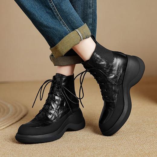 【预售5天】百搭厚底马丁靴女秋冬季新款松糕休闲加绒短靴CFE&C6072 商品图4