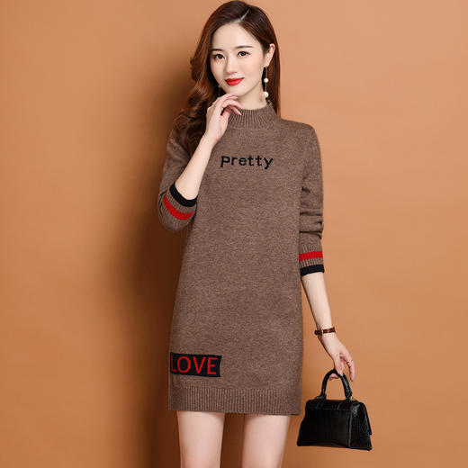 冬季洋气半高领针织衫上衣打底衫秋冬中长款毛衣遮屁股CC2907 商品图2