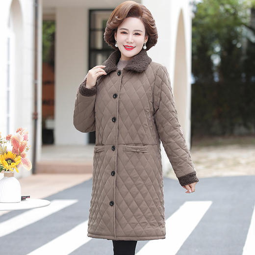 J6110妈妈保暖秋冬新款棉衣外套中长款加绒加厚棉服洋气中老年大码棉袄 商品图3