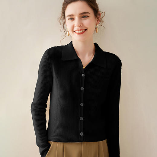 纤束马抽条衬衣领羊绒衫 NZ-604 商品图5