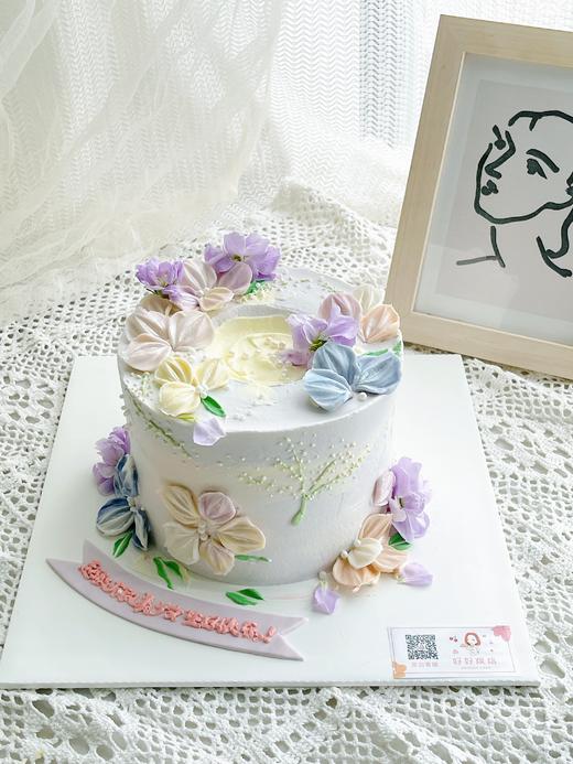 紫色浪漫花卉蛋糕（文字可改，请备注一下） 商品图1