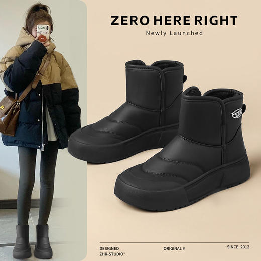 ZHR则则加绒保暖雪地靴防水厚底防滑女鞋2024冬季新款百搭棉鞋女 商品图0