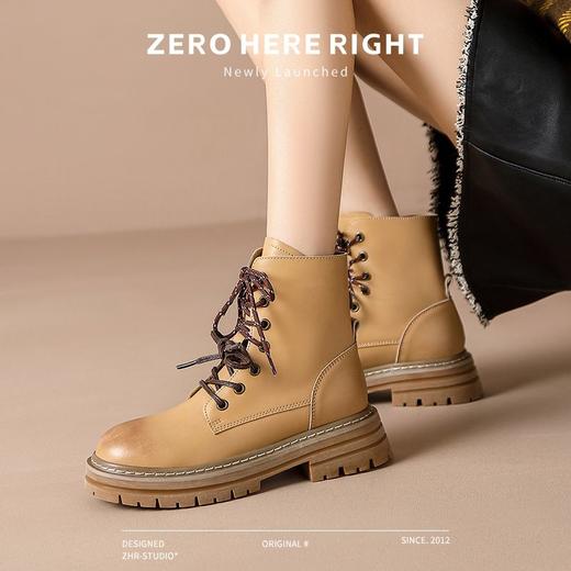 ZHR则则厚底增高马丁靴女2024秋季新款显瘦单靴百搭复古休闲短靴 商品图8