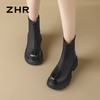ZHR加绒女鞋复古2024秋冬新款厚底靴女通勤切尔西短靴 商品缩略图7
