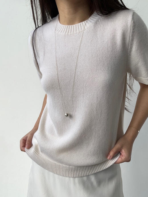 Puree｜#1967 short sleeves cashmere TOP 羊绒短袖针织上衣 [白 / 驼 / 绿 / 蓝 / 黄] 商品图1