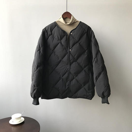 百媚生 菱形格棉服女短款小香风外套902 商品图7