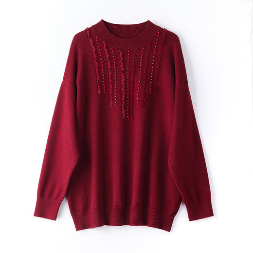 CC-J6618慵懒风钉珠中领毛衣女秋冬2024新款洋气内搭套头打底衫针织上衣 商品图4