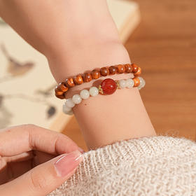 敦煌【一点红·崖柏天山翠双圈手串】中式国风手串配饰 敦煌福泽小众轻奢手串