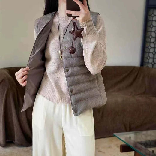 【顺丰包邮】42354 洛诗琳天然原色100%绵羊毛轻薄鹅绒羽绒马甲3607 商品图4