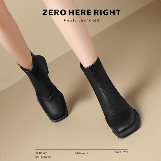 ZHR则则时尚百搭小短靴加绒后拉链瘦瘦靴洋气女靴马丁靴保暖靴子 商品图3