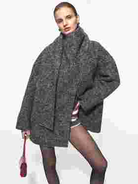 花灰围脖澳毛大衣