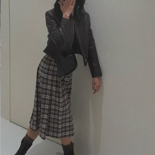 【顺丰包邮】42514 洛诗琳秋冬百搭氛围感复古格纹百褶半身裙686 商品图3