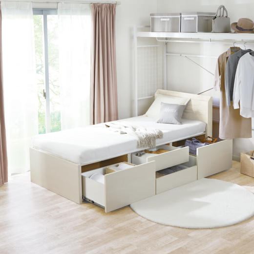 【家具】小单人/单人/双人/大双人床 吉欧2 水洗白/浅棕色/中棕色 商品图0