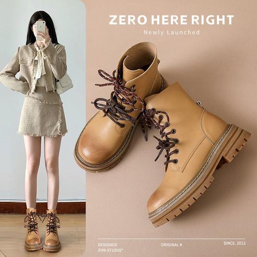 ZHR则则厚底增高马丁靴女2024秋季新款显瘦单靴百搭复古休闲短靴 商品图1