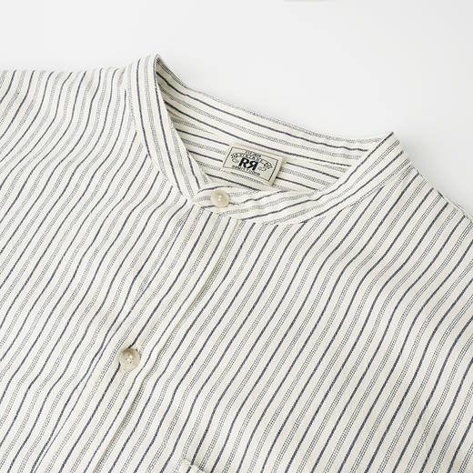 ROMI STUDIO”美式复古“100%棉Band Collar拼色条纹衬衣24SST010 商品图1