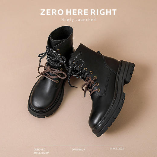 ZHR则则厚底增高马丁靴女2024秋季新款显瘦单靴百搭复古休闲短靴 商品图7