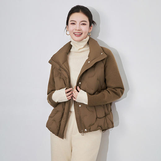 【高货wl】全新升级【铂金会员404/天猫539/差价135】(03056) 洛诗琳针织拼接袖时尚百搭羽绒服保暖休闲羽绒服外套 商品图0