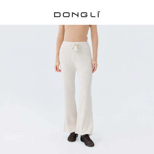 东黎 • 小山羊绒女士秋冬抽条高腰显瘦宽松羊绒裤  2078 商品图2