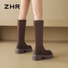 ZHR则则简约纯色弹力瘦瘦靴女靴2024秋冬新款时尚复古百搭骑士靴 商品缩略图9