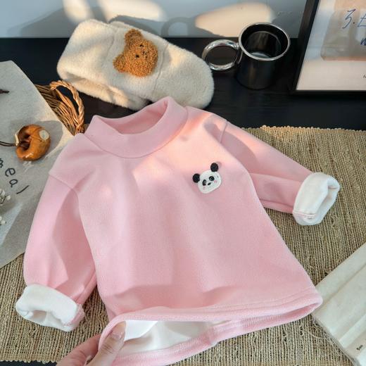 【福利39.9/件】儿童半高领打底衫秋冬男女童加绒加厚保暖抓绒衣长袖内搭上衣 商品图5