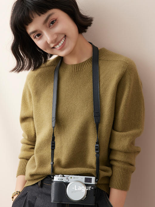 重磅推出！100%纯羊毛定纺织打底衫上衣套头毛衣纯色秋冬季女高级！ 商品图10