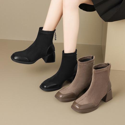 ZHR则则时尚气质厚底增高短靴时装靴子2024新款百搭通勤优雅女鞋 商品图9