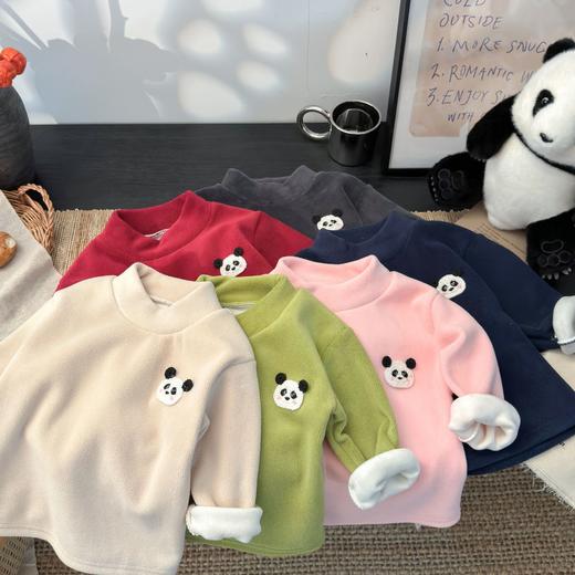 【福利39.9/件】儿童半高领打底衫秋冬男女童加绒加厚保暖抓绒衣长袖内搭上衣 商品图0