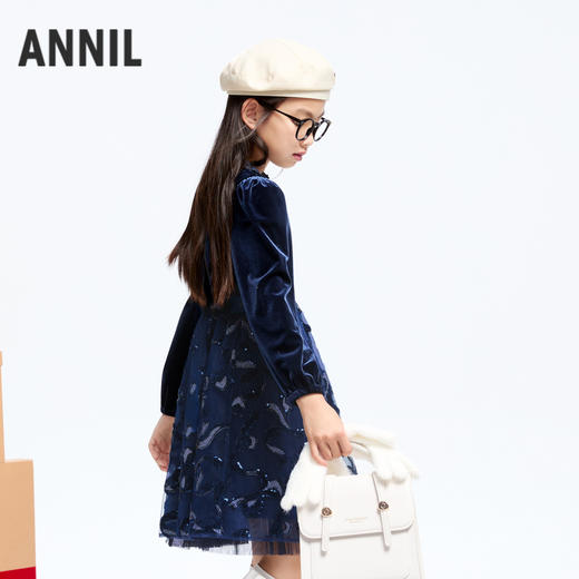 女童精致网纱丝绒裙冬季新款安奈儿童装实体店同款AG443852 商品图1