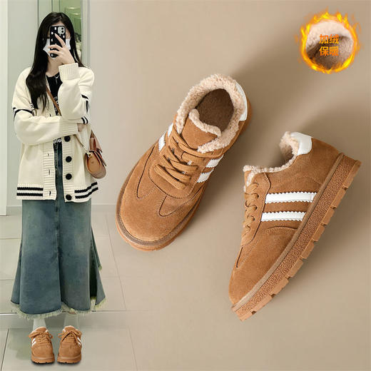 ZHR则则加绒保暖休闲鞋防滑防寒女鞋2024冬季新款ins百搭运动鞋女 商品图1