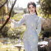 YG-2499蓝色旗袍秋冬款加绒加厚独特绝美小个子改良年轻款年会 商品缩略图1