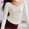 一梵新款法式抽褶V领镂空设计长袖2色上衣 商品缩略图0