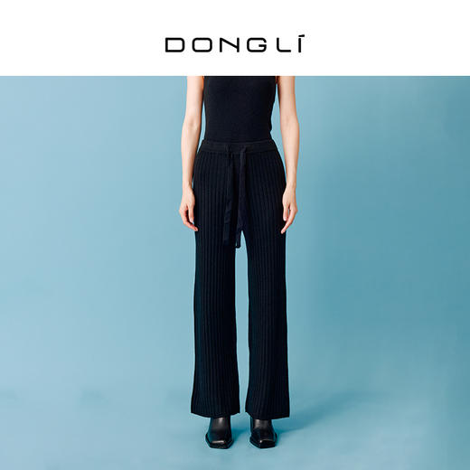 东黎 • 小山羊绒女士秋冬抽条高腰显瘦宽松羊绒裤  2078 商品图3