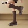 ZHR则则简约纯色弹力瘦瘦靴女靴2024秋冬新款时尚复古百搭骑士靴 商品缩略图8