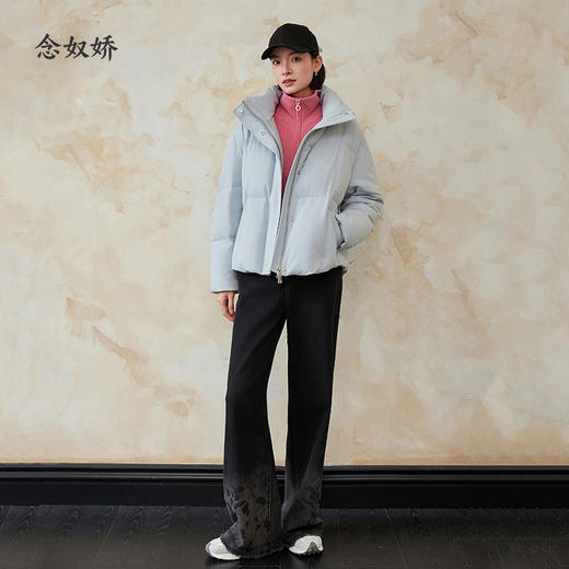 【商场同款】CNT4A94 复古灰色“花样年华牛仔裤”  裤口渐变印花设计 直筒裤型修饰腿型 保暖拉绒内里 冬日好穿直筒牛仔裤 商品图3