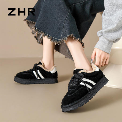 ZHR则则加绒保暖休闲鞋防滑防寒女鞋2024冬季新款ins百搭运动鞋女 商品图6