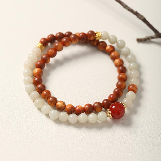 敦煌【一点红·崖柏天山翠双圈手串】中式国风手串配饰 敦煌福泽小众轻奢手串 商品图3