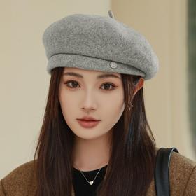雀说 轻奢高档羊毛八角贝雷帽子显脸小画家帽M2637