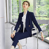 AD正装女套装春季藏青色工作服气质青果领西装套裤时尚商务职业装 商品缩略图5