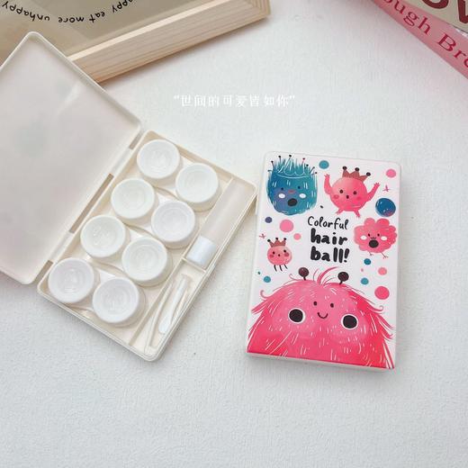 新款可爱卡通美瞳盒伴侣盒隐形双联眼镜盒8086四副装【图案混发】 商品图13