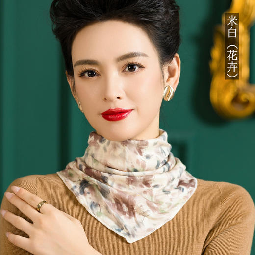 羊毛三角巾暗扣围巾，印花针织百搭套头脖套护颈围脖WY-1152 商品图6