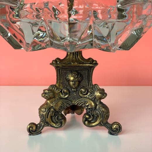 法国中古水晶高脚托盘/烟皿 商品图2