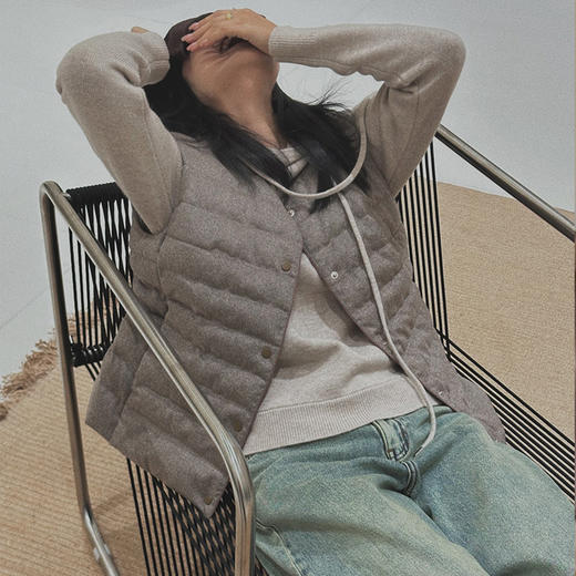 【顺丰包邮】42354 洛诗琳天然原色100%绵羊毛轻薄鹅绒羽绒马甲3607 商品图2