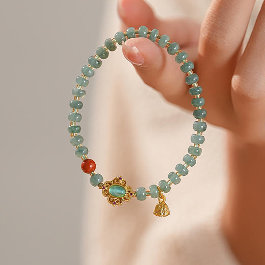 敦煌【宝相·蓝水翡翠莲蓬手串】中式国风手串配饰 敦煌福泽小众轻奢手串 商品图1
