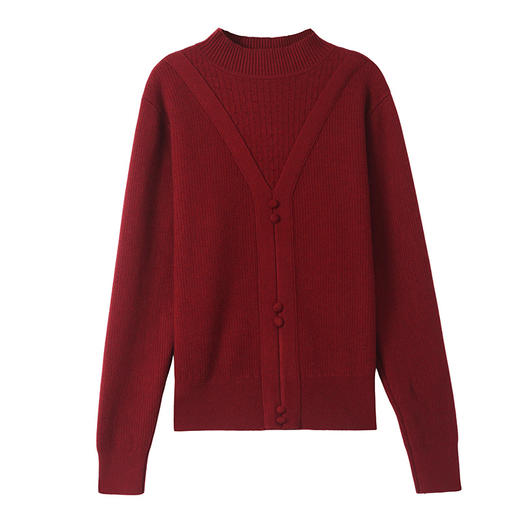 CC-11-9075秋冬季假两件新款女士毛衣一体加绒厚款小个子洋气打底衫 商品图4